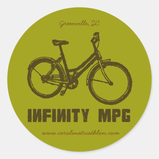 INFINITY MPG bruin decal, www.carolinatriathlon.co Ronde Sticker (Voorkant)