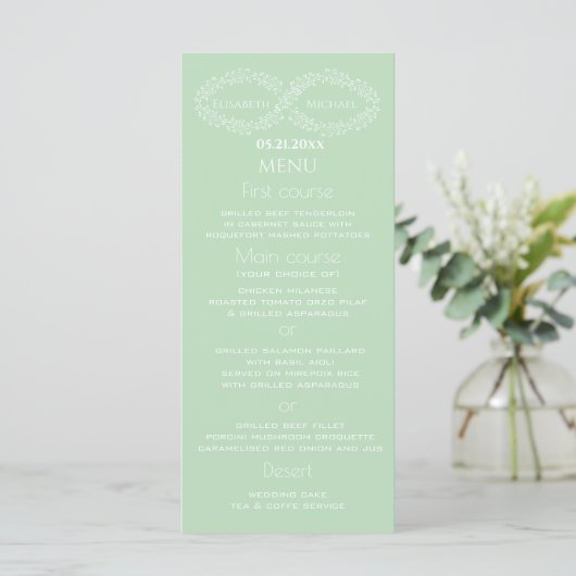 Infinity neo mint botanical romantic chic elegant menu (Staand voorkant)
