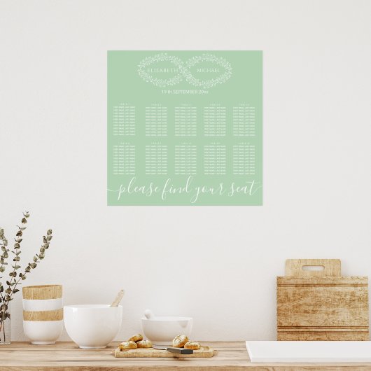 Infinity neo mint botanical romantic chic elegant poster (Keuken)