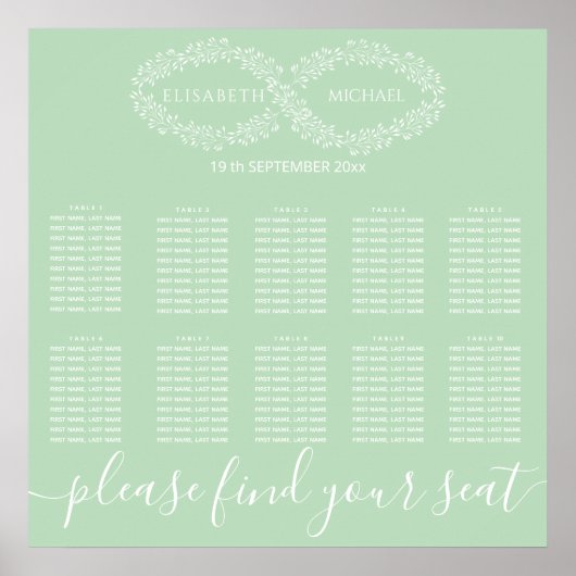 Infinity neo mint botanical romantic chic elegant poster (Voorkant)