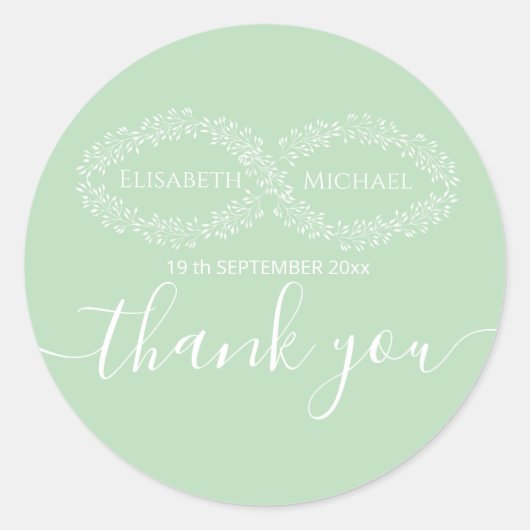 Infinity neo mint botanical romantic chic elegant ronde sticker (Voorkant)