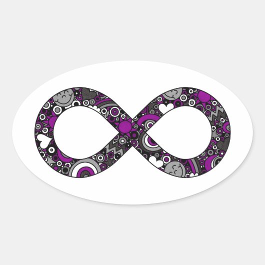 Infinity Neurodiverse Doodle Ace Asexual Pride Ovale Sticker (Voorkant)
