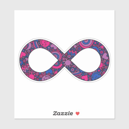 Infinity Neurodiverse Doodle Biseksuele Pride Vlag Sticker (Vel)
