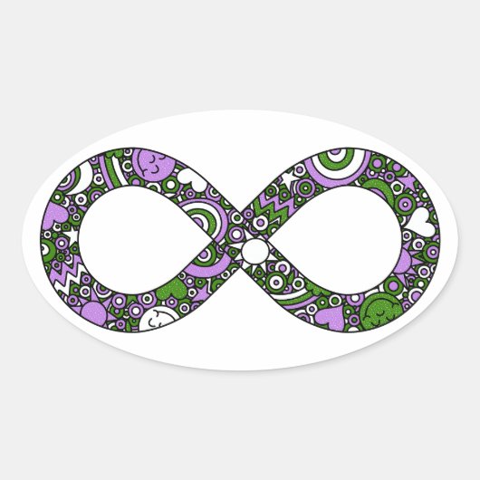 Infinity Neurodiverse Doodle Genderqueer Pride Ovale Sticker (Voorkant)