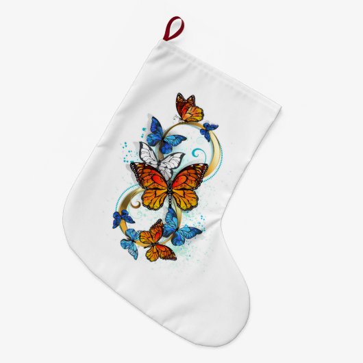 Infinity of Monarch Butterflies Grote Kerstsok (Voorkant (Hangend))