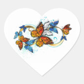 Infinity of Monarch Butterflies Hart Sticker (Voorkant)