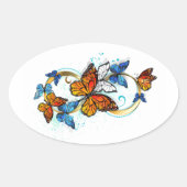 Infinity of Monarch Butterflies Ovale Sticker (Voorkant)
