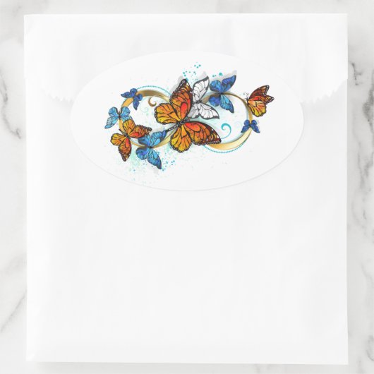 Infinity of Monarch Butterflies Ovale Sticker (Tas)
