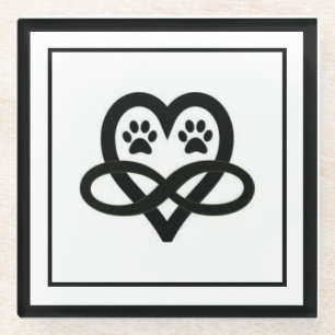 Infinity Paw Prints and Heart Glazen Onderzetter