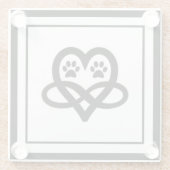 Infinity Paw Prints and Heart Glazen Onderzetter (Achterkant)