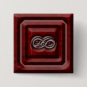 Infinity Red Square Buttonnen Vierkante Button 5,1 Cm