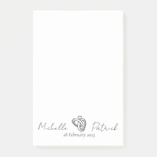 Infinity ring met hart B&w notitieblok2 Post-it® Notes (Voorkant)