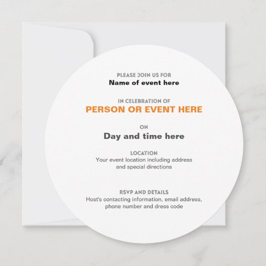 Infinity Ronde Uitnodiging in Goud en Wit (Achterkant)