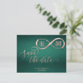 Infinity roos Gold romantic monogram calligrafie a Aankondigingskaart (Staand voorkant)