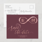 Infinity roos Gold romantic monogram calligrafie a Aankondigingskaart (Voorkant / Achterkant)