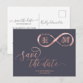 Infinity roos Gold romantic monogram calligraphy Aankondigingskaart (Voorkant / Achterkant)