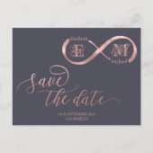 Infinity roos Gold romantic monogram calligraphy Aankondigingskaart (Voorkant)