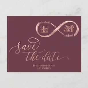 Infinity roos Gold romantic monogram calligraphy Aankondigingskaart