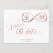 Infinity roos Gold romantic monogram calligraphy Aankondigingskaart (Voorkant)