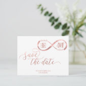 Infinity roos Gold romantic monogram calligraphy Aankondigingskaart (Staand voorkant)