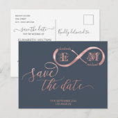 Infinity roos Gold romantic monogram calligraphy Aankondigingskaart (Voorkant / Achterkant)