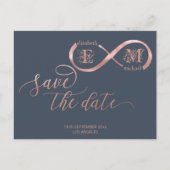Infinity roos Gold romantic monogram calligraphy Aankondigingskaart (Voorkant)