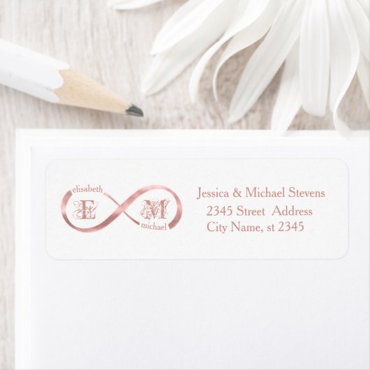 Infinity roos Gold romantic monogram calligraphy Etiket (Insitu)
