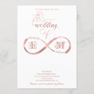 Infinity roos Gold romantic monogram calligraphy Kaart