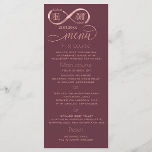 Infinity roos Gold romantic monogram calligraphy Menu