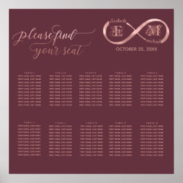 Infinity roos Gold romantic monogram calligraphy Poster