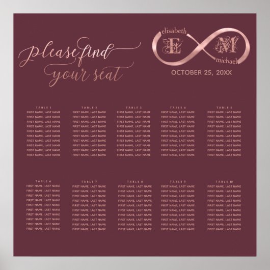 Infinity roos Gold romantic monogram calligraphy Poster (Voorkant)