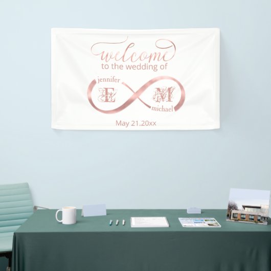 Infinity roos Gold romantic monogram calligraphy Spandoek (Beurs)