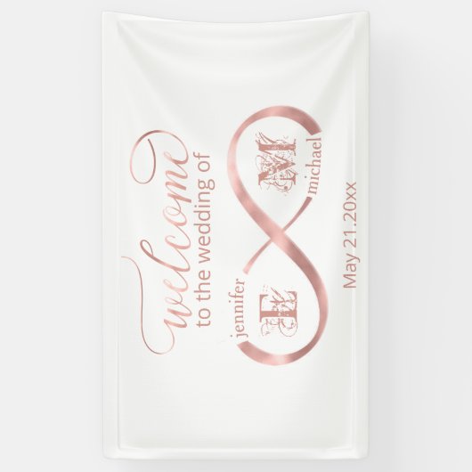 Infinity roos Gold romantic monogram calligraphy Spandoek (Verticaal)