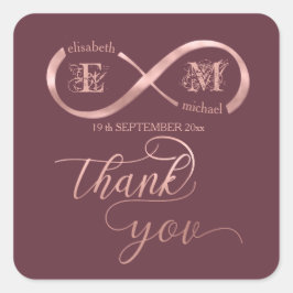 Infinity roos Gold romantic monogram calligraphy Vierkante Sticker