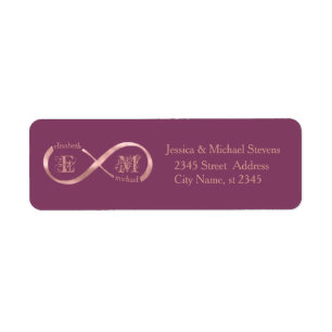 Infinity roos Gold romantic monogram cassis Etiket