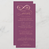 Infinity roos Gold romantic monogram cassis Menu (Voorkant / Achterkant)
