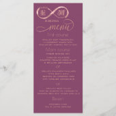 Infinity roos Gold romantic monogram cassis Menu (Voorkant)