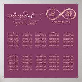 Infinity roos Gold romantic monogram cassis Poster