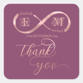 Infinity roos Gold romantic monogram cassis Vierkante Sticker
