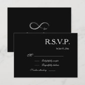 Infinity Sign Black en White Chic Wedding RSVP Kaart (Voorkant / Achterkant)