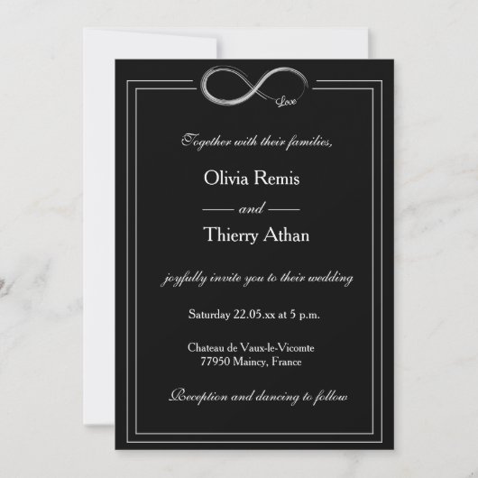 Infinity Sign Black en White Unique Chic Wedding Kaart (Voorkant)