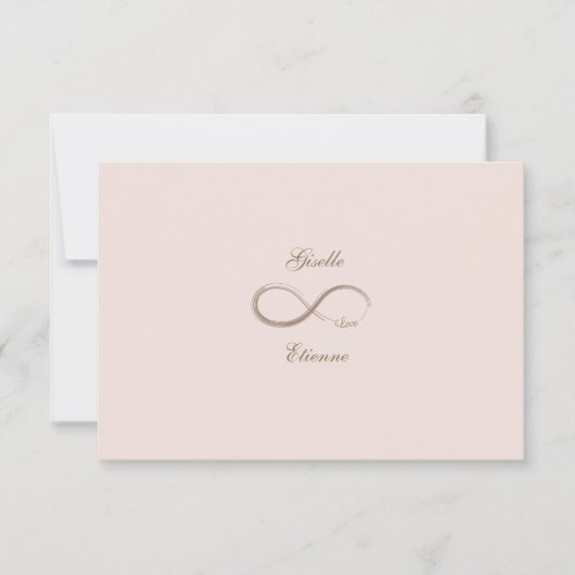 Infinity Sign Blush Pink Custom Name Weddenschap R Kaart (Voorkant)