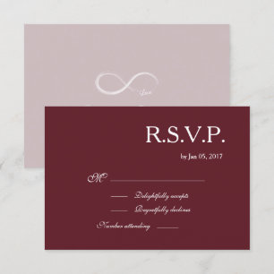 Infinity Sign Burgundy Blush Elegant Wedding RSVP Kaart