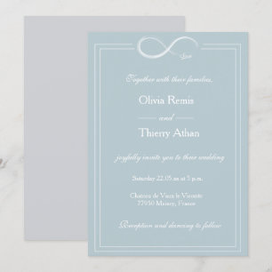 Infinity Sign Dusty Blue Grey White Wedding Kaart