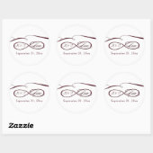 Infinity Sign Love Script Burgundy White Weduwscha Ronde Sticker (Vel)