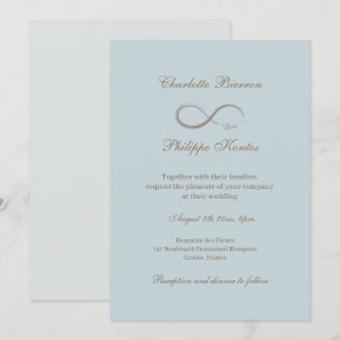 Infinity Sign Stusty Blue Grey Gold Elegant Weddin Kaart