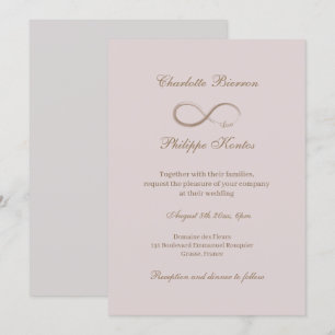 Infinity Sign Stusty Pink Grey Gold Elegant Weddin Kaart