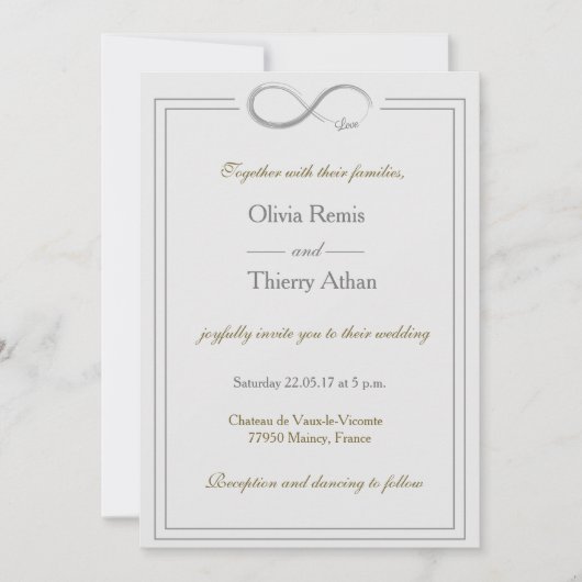 Infinity Sign Uniek Goud Wit Weddenschap Kaart (Voorkant)