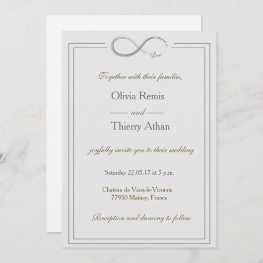 Infinity Sign Uniek Goud Wit Weddenschap Kaart (Voorkant / Achterkant)