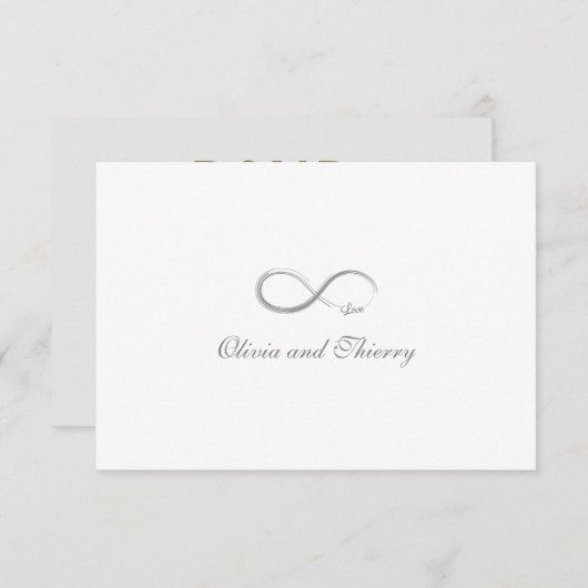 Infinity Sign Uniek Goud Wit Weddenschap RSVP Kaart (Voorkant / Achterkant)